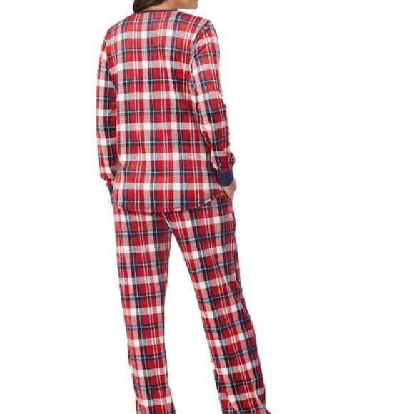 NWT Nautica Ladies 2pc Plaid Fleece Pajama Sleepwear Set SMALL - Picture 3 of 6